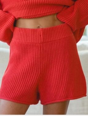 Solai Slow Tide Cable Knit Salmon  Shorts  Small